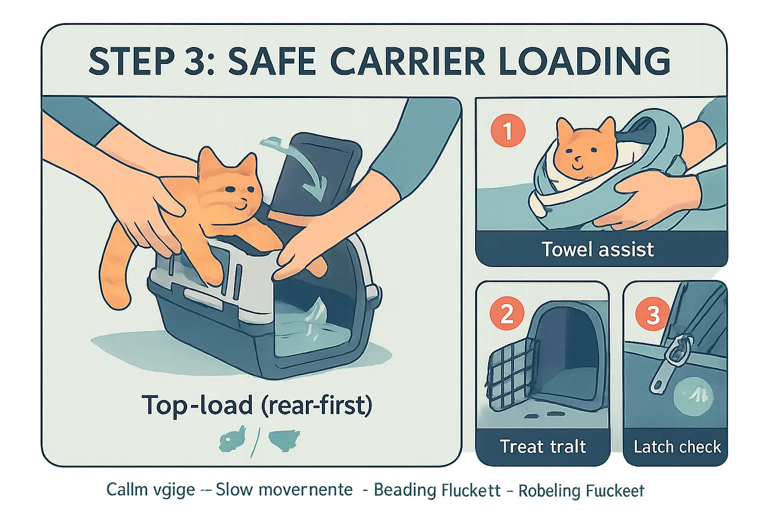 step 3 — place and load your cat into the carrier safely