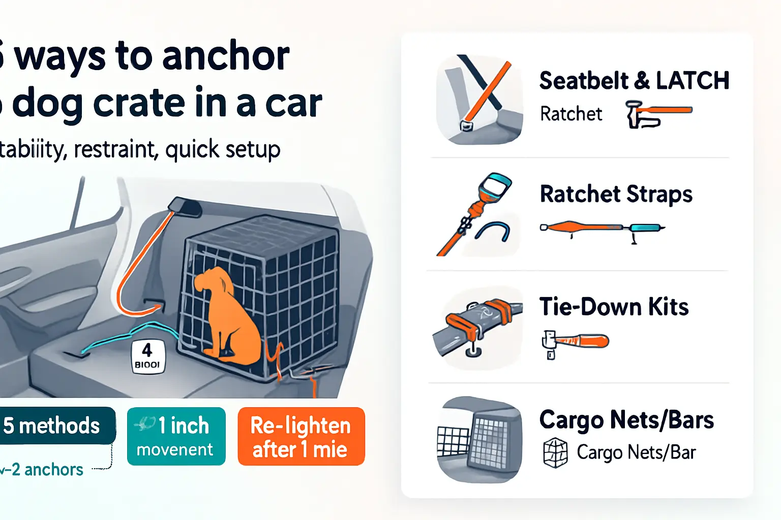 five effective ways to anchor a dog crate in a car