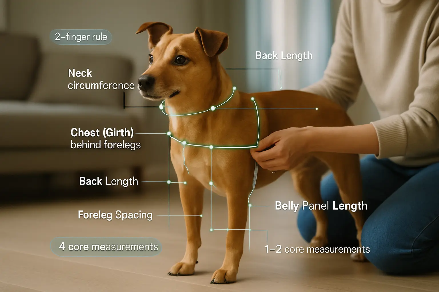 how to measure your dog for underbelly coverage & correct fit